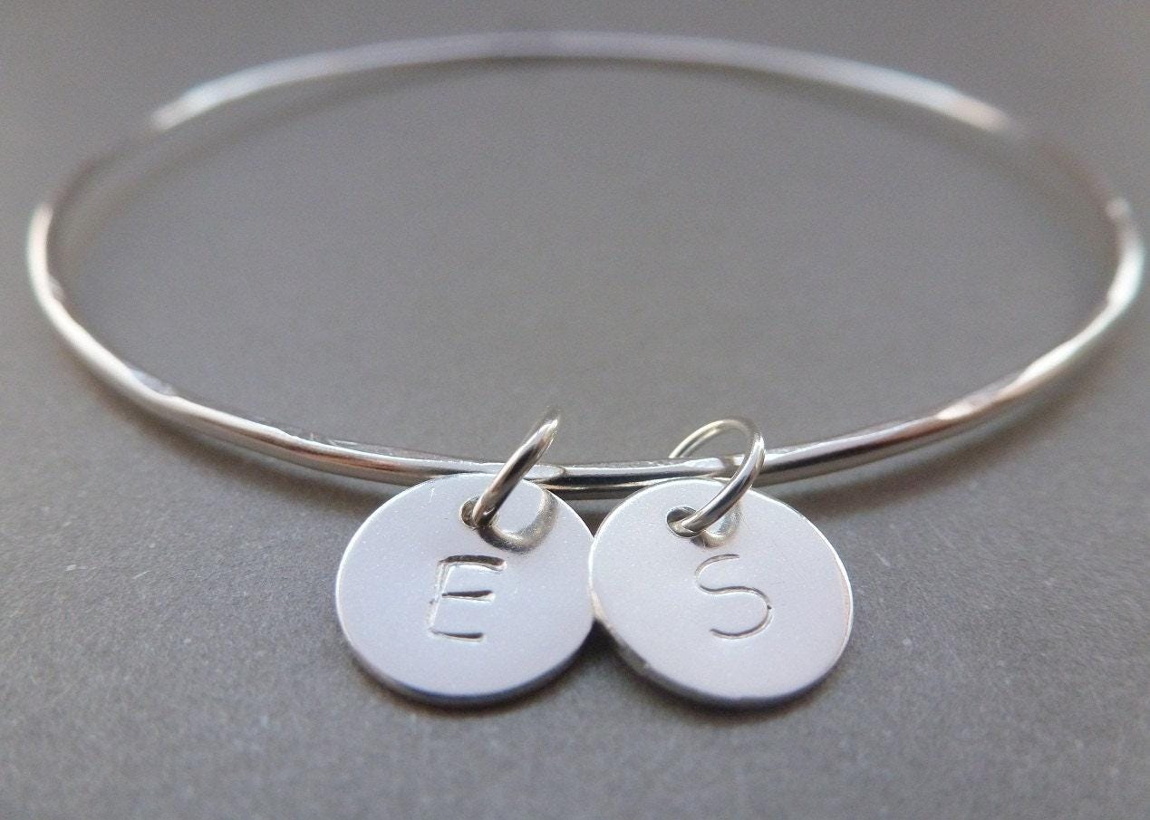 ★HARANG★ Silver Letter Bangle Bracelet Sterling Silver Alphabet Baby Bangle Bracelet – Long's Jewelers