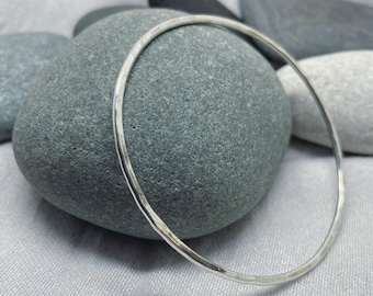 Sterling Silber Armreif - Massiv Sterling Silber 925 Gehämmert Strukturierte Armreifen Armbänder aus recyceltem Eco Silber handgefertigt