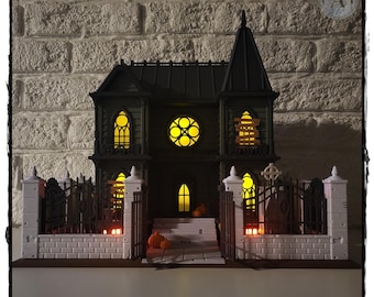 Haunted House Tealight Candy Jar Combo | 3D Printed Halloween Decor | Spooky Seasonal Diorama Decoration |