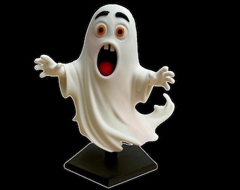 Surprised Floating Ghost Halloween Statue | Spooky 3D Printed Holiday Home Decor | Creepy Cute Collectible | Haunted House Decoration