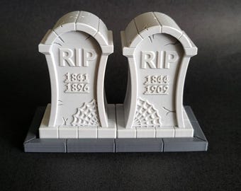 Tombstone Salt and Pepper Shakers | Unique 3D Printed Functional Halloween Decor | Gothic Gravestone Dinnerware | Holiday Housewarming gift