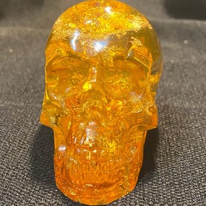Glimmering Gold Flake Resin Skull
