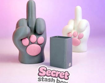 3D Printed Magnetic Secret Stash Box | Funny Bunny Middle Finger Decor | Hidden Storage Container | Desk Decor | Adult Humor Gift