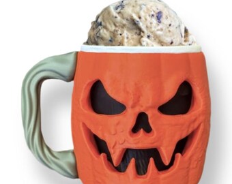 Ice Cream Pint Holder | Halloween Jack O Lantern Lover Gift | Creepy Cute Functional Kitchenware | 3D Printed Useful Tealight & Home Decor