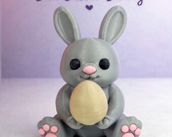 Funny 3D Printed Bunny Egg | Hidden Middle Finger Desk Decor | Adult Easter Gift | Surprise Bunny Figurine | White Elephant Gift |