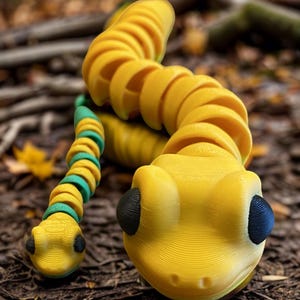 Flexi Fidget Snake | Unique 3d printed Articulated Serpent Toy | Sensory Flexible Plastic Slithery Snakes