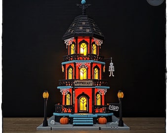 Haunted House Tealight Diorama | 3D Printed Halloween Decor | Spooky Seasonal Mansion Model Decoration | Unique LED Night Light