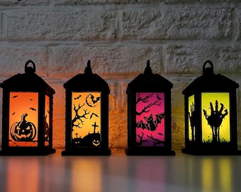 Halloween Themed Tealight Lanterns - Unique 3D Printed Seasonal Decor - Creepy Cute Noght Light -