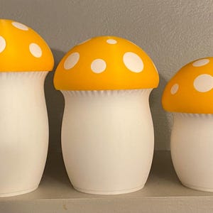 Mushroom Storage Containers - Unique 3D Printed Functional Fungi Inspired by Nature - Screw on Mushroom Top - Home Kitchen Decor Gift Set