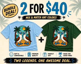 Funny Boobies Bird Shirt | I Like Boobies Tee | Tropical Graphic T-Shirt | Beach Humor Shirt | Front & Back Print | Gift for Him Her