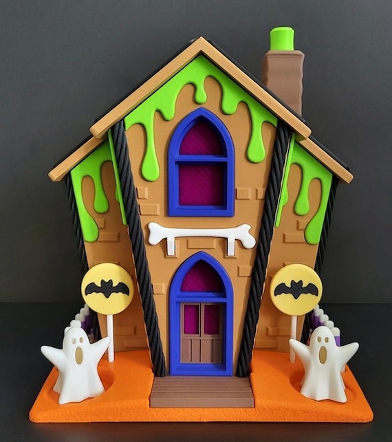 Haunted House Tealight Candy Jar Combo | 3D Printed Halloween Decor | Spooky Seasonal Diorama Decoration |