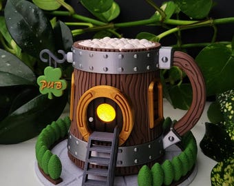 Beer Mug Fairy House Tealight - Unique 3D Printed Irish Pub Diorama - St Patrick’s Day Gift and Decor - Man Cave Decoration - Holiday Decor