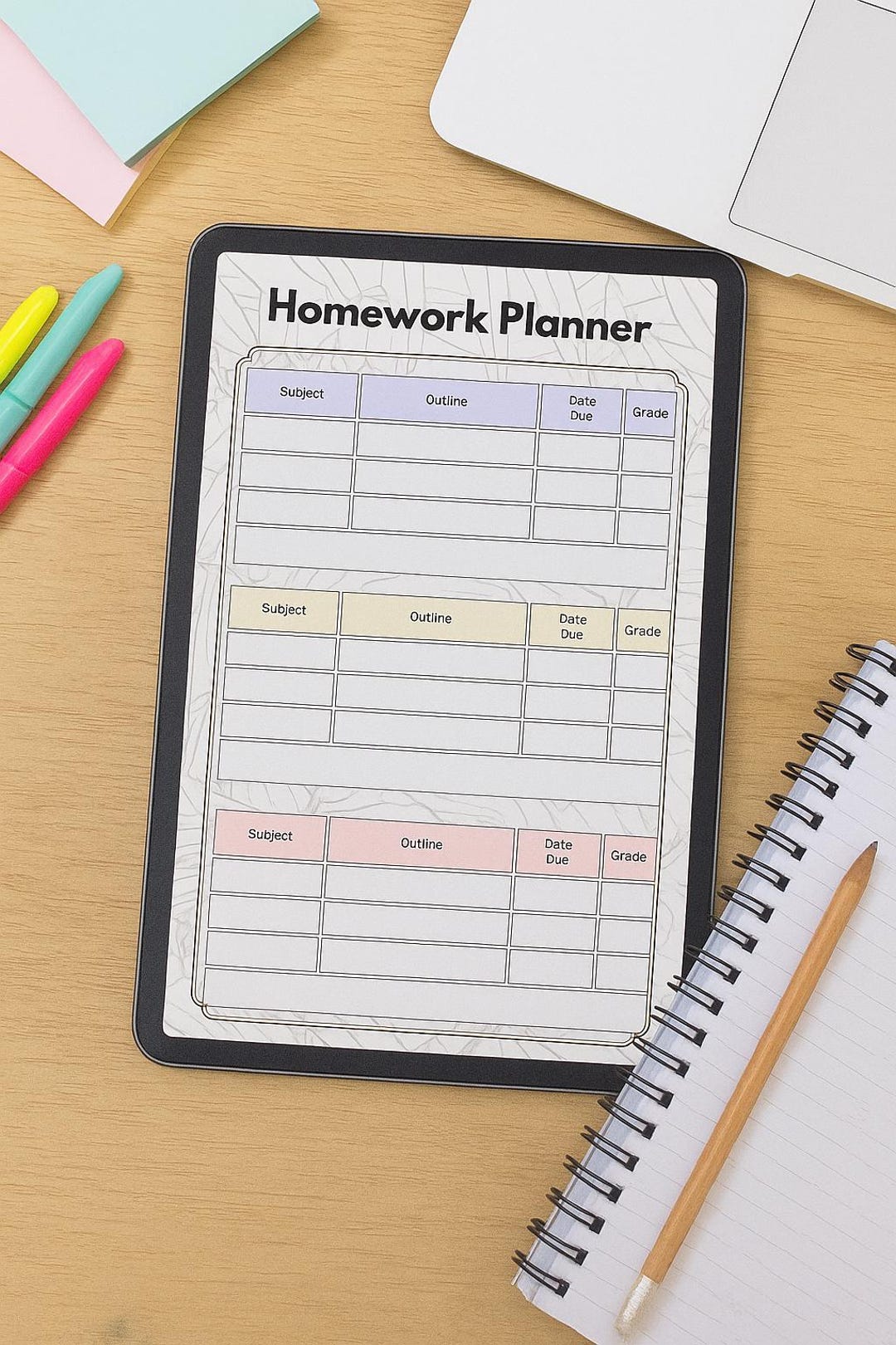 Printable Homework Tracker PDF | Pastel Student Planner | Digital ...
