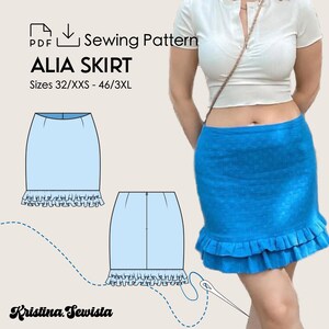 Skirt ALIA Sewing Pattern PDF | Woman Sewing Pattern Digital | Mini Skirt Sewing PDF | Mid Rise Skirt Pattern Download | 2XS - 3XL