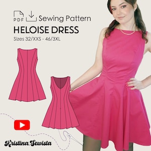 Boat Neck Dress HELOISE Sewing Pattern PDF | Fit & Flare Summer Dress | Digital Sewing Pattern for Women | Sizes XXS-3XL | Instant Download