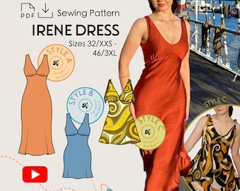 Slip Dress IRENE Sewing Pattern PDF | Bias Cut Dress | Mix & Match Digital Sewing Pattern Download | Women Size 32-46 Sewing Pattern Bundle