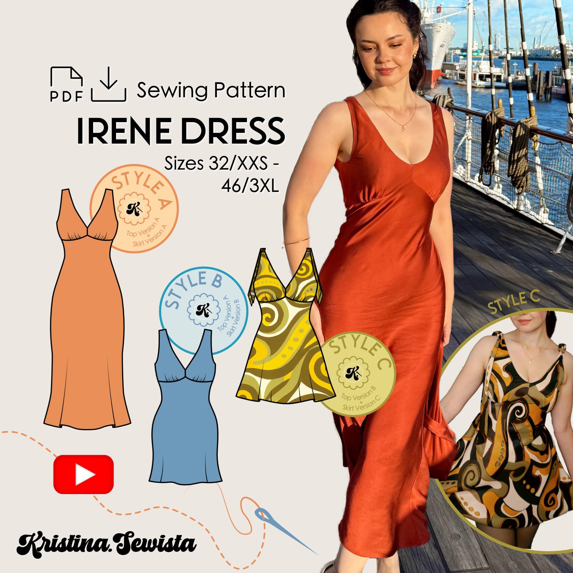 princess polly baby blue dress SLIP DRESS PDF SEWING PATTERN . Sizes 10-18 main image 1