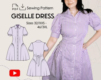 green emerald velvet dress Printed V-Neck 3/4 Sleeve Shirt Dress with Flared Skirt Ivory / Small main image 1