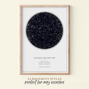Carte des étoiles personnalisée par date pour mariage, carte des étoiles personnalisée, cadeau où nous nous sommes rencontrés, petit ami, carte du ciel, impression premier rendez-vous, cadeau petite amie #031