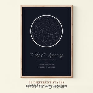 Mappa stellare per data, mappa stellare personalizzata, mappa delle costellazioni, stampa di mappa stellare, mappa del cielo notturno, mappa personalizzata da regalare, poster "La notte in cui ci siamo incontrati" n. 030