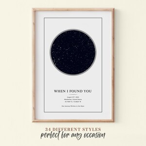 Impression personnalisée de carte des étoiles, cadeau d'anniversaire de notre rencontre, impression de ciel nocturne, affiche de carte des étoiles, cadeau de mariage, impression de constellation personnalisée #024