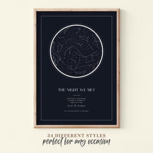 Impression personnalisée de carte des étoiles, cadeau d'anniversaire de notre rencontre, impression de ciel nocturne, affiche de carte des étoiles, cadeau de mariage, impression de constellation personnalisée #029