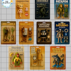 Italian Brainrot Bundle PNG Action Figure Digital Download, Bombardiro Crocodilo, Funny Printable Wall Art Italian Brainrot, Funny Meme PNG