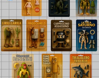 Italian Brainrot Action Figure PNG Bundle: Funny Meme Art (Digital Download)