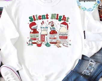 Silent Night Nurse Christmas PNG, Medical Dream Team (Digital Download)