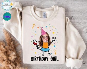 Maglietta per feste di compleanno con faccina divertente personalizzata in formato PNG: design per feste di gruppo (download digitale, 4500x5400px, 300 dpi)