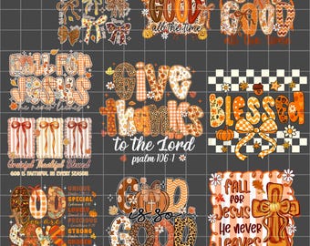 Religious Fall PNG Bundle: Christian Autumn Sublimation Design