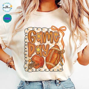 Preppy Football Game Day Coquette PNG, Preppy Football Shirt Design, Girly Fall Football Mom Png, Football Bow Png, Touchdown Season Png