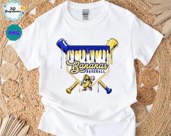 Divertido dibujo de plátanos con efecto de béisbol (PNG), arte deportivo coqueto (descarga digital)