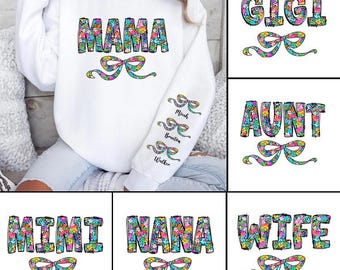 Florales Nana/Gigi/Mimi Design mit Schleifen (PNG Digital Download)
