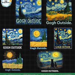 Gogh utomhus-paket png, stjärnklar natt naturälskare inspirerande konstnärspaket png, rolig konstordvits skjortdesign, present till konstnärer