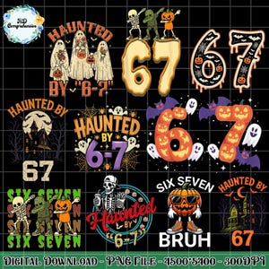 Funny Halloween PNG Bundle: 'Haunted by 67' Meme (Digital Download)