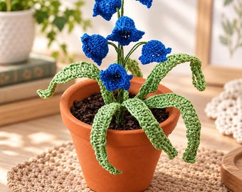Crochet Bluebell Pattern, Potted Flower Plant PDF Tutorial, Botanical Home Decor, Spring Amigurumi Floral Ornament, DIY Pattern Download