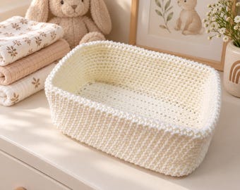 Crochet Rectangle Basket Pattern, Storage Tray PDF Tutorial, Nursery Diaper Caddy Pattern, Modern Home Organizer, Easy DIY PDF Download