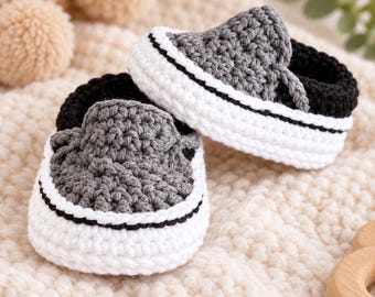Baby Sneaker Crochet Pattern, Slip On Skater Shoes PDF Tutorial, Newborn Booties Pattern, Infant Loafer Shoes, Baby Shower Gift DIY Download