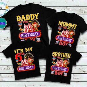 Circus Birthday Boy PNG Bundle: Family Carnival Shirts (Digital Download)