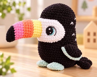 Crochet Toucan Pattern, Cute Amigurumi Bird PDF Tutorial, Tropical Animal Plushie, Exotic Parrot Toy Pattern, DIY Gift PDF Download