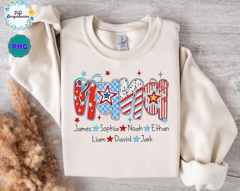 Gepersonaliseerde patriottische mama-png: 4 juli-ontwerp (digitale download)