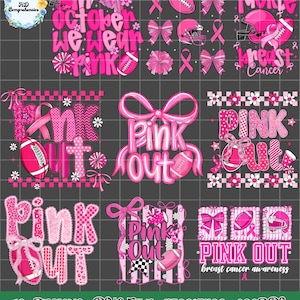 Brustkrebs-Aufklärungs-Fußball PNG-Bundle: Pink Out Design (Digitaler Download