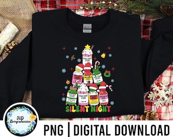 Silent Night Nurse Christmas PNG: Festive Medical Humor (Digital Download)