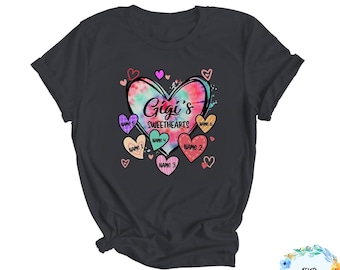 Custom Grandma's Nana Gigi Sweetheart Png, With kid names Png, Custom Valentine Files, Granny Valentine's Day Png, Valentine Diy Gift