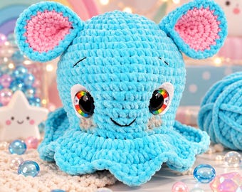 Dumbo Octopus Crochet Pattern, Cute Amigurumi Sea Animal PDF, Plush Ocean Creature Tutorial, Soft Baby Toy, Easy DIY Pattern Download