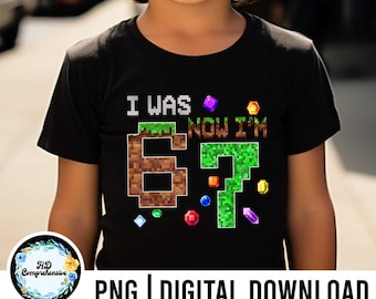 Funny 7th Birthday Pixel Gamer PNG (Digital Download)
