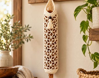 Crochet Bag Saver Pattern, Boho Plastic Bag Holder PDF, Grocery Bag Dispenser Tutorial, Hanging Kitchen Storage, Easy DIY Pattern Download