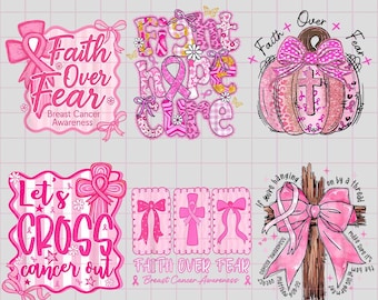 Coquette Bow Breast Cancer Awareness PNG: Faith Hope Cure (Digital Download)