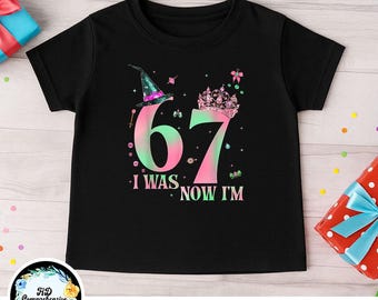 Coquette Witch Birthday I Was 6 Now I'm 7 PNG, Pink & Green Theme (Digital Download), Funny 67 birthday Png, 6 7 Memes Gen Alpha Slang